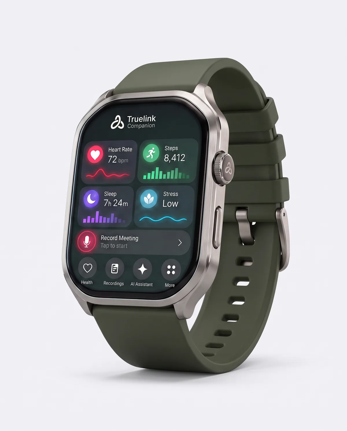 The Truelink Watch on its sport strap